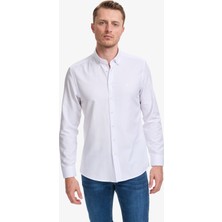 Pierre Cardin Erkek Beyaz Oxford Slim Fit Kolay Ütülenebilir Gömlek 50325365-VR013