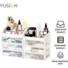 Vusign Çekmeceli Kozmetik Organizer Makyaj Düzenleyici Raf 22X16X13 cm Beyaz