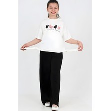 Modanino Kız Çocuk Yanları Bağlama Kuşaklı Alt-Üst Takım 7-12 Yaş 12644BLT