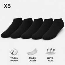 Tina Atelier 5çift Erkek Düz Spor Sneaker Patik Çorap (Siyah Set)