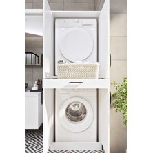 Ases Mobilya ESL0238 Çamaşır Makinesi ve Kurutma Makinesi Banyo Dolabı Beyaz