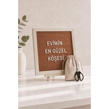 Patladı Gitti Woodart Premium Letter Board Seti, Ceviz Kahve Keçe Yüzeyli Doğal Çam Ahşap Yazı Panosu – Şövale Standlı Dekoratif Set
