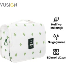 Vusign Kozmetik Saklama Çantası Seyahat Makyaj Organizer Çanta 24X9X20 cm Beyaz Rengi
