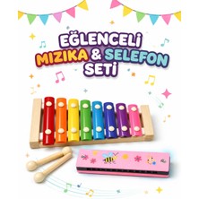 Örf Aletleri Seti Ahşap Selefon (Ksilofon) ve Mızıka Müzik Seti