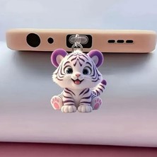 Mi7a Purple Tiger Figürlü Telefon Charmı (Lighting (Iphone) Uyumlu Şarj Soketi Tıpası)