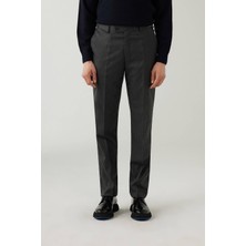 Ysf Erkek Gri Regular Fit Çizgili Yün Kumaş Pantolon