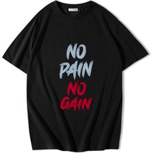 Brz Collection Unisex Oversize No Pain No Gain T-Shirt Siyah