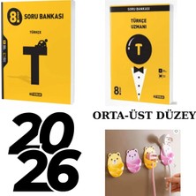 Paraf Yayınları Hız 8.sınıf Türkçe + Uzman Türkçe Soru Bankası Set Ayıcık Fiş Tutucu Hediye