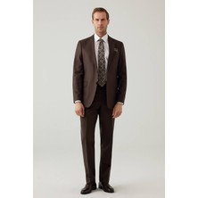 Ysf Erkek Kahverengi Regular Fit Takım Elbise