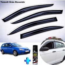 Caraks Ford Focus 1 Stw Mügen Cam Rüzgarlığı Abs Krom Nikelajlı Cam Rüzgarlığı 1998-2005 Arası 4 Lü Set + Ebrayn Lastik Parlatıcı