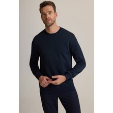 Ysf Erkek Lacivert Bisiklet Yaka Pamuklu Sweatshirt