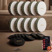 Midex BR-411X 10'lu Bendir Def Toptan Paket Akort Ayarlı El Tutma Oyuklu Çantalı