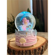 Nesever Store Deniz Kızı Işıklı Müzikli Orta Boy Kar Küresi Dekoratif Hediye Seçeneği