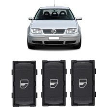 CME PARTS Vw Volkswagen Bora 1999-2005 Uyumlu Sağ Ön + Arka Yolcu Cam Açma Anahtarı Düğmesi Siyah 3 Adet 3B0959855B