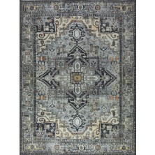 Pera Halı Gri Geometrik Desenli Vintage Halı - Outlet - 50039GOU