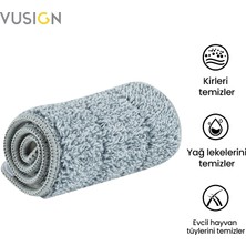 Vusign Mikrofiber Paspas Bezi 32X11 cm Gri – Düz Mop Uyumlu Ultra Ince Elyaf Temizlik Bezi