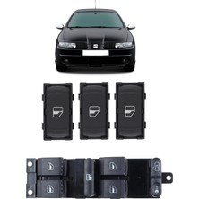 CME PARTS Seat Leon Mk1 1999-2006 Uyumlu Cam Açma Düğme Takımı Siyah 1 Adet Dörtlü 3 Adet Tekli
