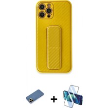 Pileli Store Pilelistore™ iPhone 12 Pro Kılıf Yörünge Yansıma - Siyah 3D Antistatik Seramik Nano Ekran Koruyucu + Shine Kamera Lens Koruma Cam - Gd