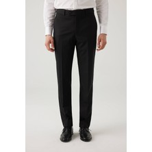 Ysf Erkek Siyah Regular Fit Yün Yan Cep Kumaş Pantolon