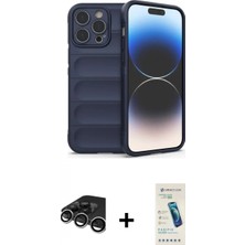 İlk El Grup Pilelistore™ iPhone 15 Pro Max Kılıf Atlas Koleksiyonu - Şeffaf Pasifik Cam Ekran Koruyucu + Raze Metal Kamera Lens - Gs