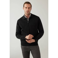 Ysf Erkek  Regular Fit Içi Astarlı Fermuarlı Triko Hırka