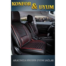 Şahinler Oto Aksesuar Dacia Duster 2017-2021 Deri Oto Koltuk Kılıfı Ön Arka Set Siyah Kırmızı Elit Model Şhn