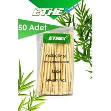 Ethex Yassı Çöp Şiş - (15 Cm, 50 Adet)