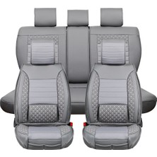 Fiat Brava Uyumlu Yarı Deri Oto Koltuk Bel Destekli Airbağ Uyumlu 5 Li Set Gri