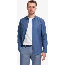 Pierre Cardin Erkek Lacivert Oxford Slim Fit Kolay Ütülenebilir Gömlek 50325365-VR033