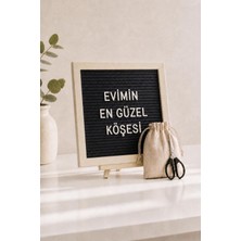 Patladı Gitti Woodart Premium Letter Board Seti, Mat Gece Siyahı Keçe Yüzeyli Doğal Çam Ahşap Yazı Panosu – Şövale Standlı Dekoratif Set