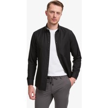 Pierre Cardin Erkek Siyah Oxford Slim Fit Kolay Ütülenebilir Gömlek 50325365-VR046