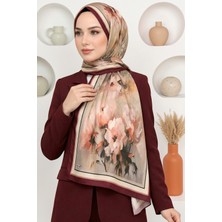 Hadiora Kadın Bordo Somon Çiçek Desenli Soft Şal