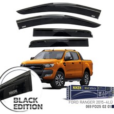 Niken Ford Ranger Cam Rüzgarlığı Siyah Kromlu 4'lü 2015+ Sonrası Uyumlu