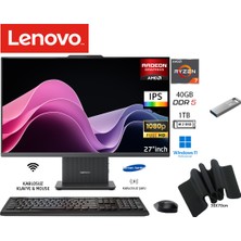 Lenovo ıdeacentre 27ARR9 Aıo Ryzen7 7735HS 40GB 1tb SSD Sıyah W11PRO 27" Fhd All In One Bilgisayar Duddı Mousepad+Usbbellek