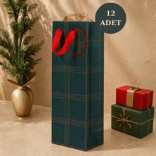 Sarkap 12'li 13X36X9 cm Özel Tasarım Yeşil Hediyelik Karton Çanta