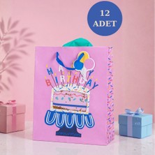 Sarkap 12'li 32X26X14 cm Özel Tasarım Pembe Pasta Model Karton Çanta