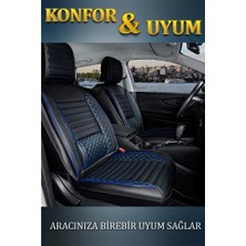 Şahinler Oto Aksesuar Toyota Yaris 2006-2008 Deri Oto Koltuk Kılıfı Ön Arka Set Siyah Mavi Elit Model Şhn
