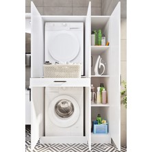 Ases Mobilya ESL0245 Çamaşır Makinesi ve Kurutma Makinesi Boy Dolaplı Banyo Dolabı Beyaz