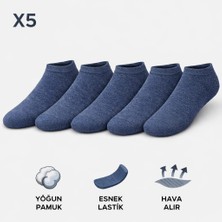 Tina Atelier 5çift Erkek-Kadın Düz Spor Sneaker Patik Çorap Unisex (Jean Set)