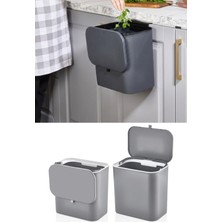 İndecor Houseware 15 Litre Fonksiyonel Kapaklı Banyo ve Mutfak Tezgahüstü Çöp Kovası Dolap ve Duvar Aparatlı 15 Lt.