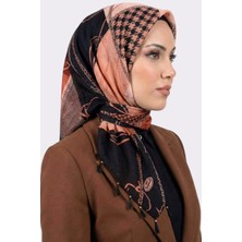 Hadiora Kadın Siyah Somon Zincir Desenli Inci Boncuklu Yazma
