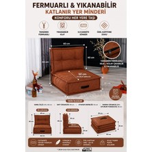 Colormix Fermuarlı Yıkanabilir Katlanır Çok Amaçlı Yer Minderi 60X60 cm Taşınabilir Minder