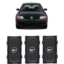 CME PARTS Vw Volkswagen Passat B5 & B5.5 1997-2005 Uyumlu Sağ Ön + Arka Yolcu Cam Açma Anahtarı Düğmesi Siyah 3 Adet 3B0959855B