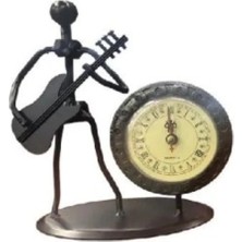 Nesever Store Müzisyen Western Style Dekoratif Metal Tasarım Masa Saati