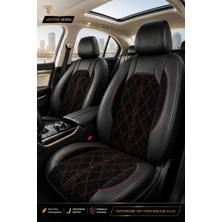 Trobus Audi A6 Sedan 2012+ Uyumlu Altar Serisi Tay Tüyü Siyah Kırmızı Premium Koltuk Kılıfı