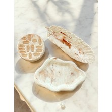 CHERIECHIC Home Dalgalı Beton Dekor Obje | Sunum Tabak | Mermer (Soft Kahve)
