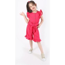 Aden Kids Kız Çocuk Kemerli Esnek Kumaş 4-12 Yaş Tulum
