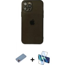 Pileli Store Pilelistore™ iPhone 12 Pro Kılıf Ahenk Doku - Siyah 3D Antistatik Seramik Nano Ekran Koruyucu + Shine Kamera Lens Koruma Cam - Pe