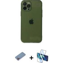 Pileli Store Pilelistore™ iPhone 12 Pro Kılıf Ahenk Doku - Siyah 3D Antistatik Seramik Nano Ekran Koruyucu + Shine Kamera Lens Koruma Cam - Pe