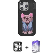 Pileli Store Pilelistore™ iPhone 15 Pro Max Kılıf Iz Minimal Koleksiyonu - Siyah Bilvis 5in1 3D Magic Cam Ekran Koruyucu + Pvd Metal Kamera Lens - Gs